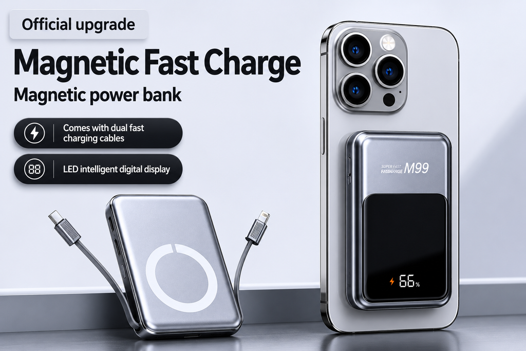 Batería Externa Magnética de 10 000 mAh – Carga Inalámbrica Rápida