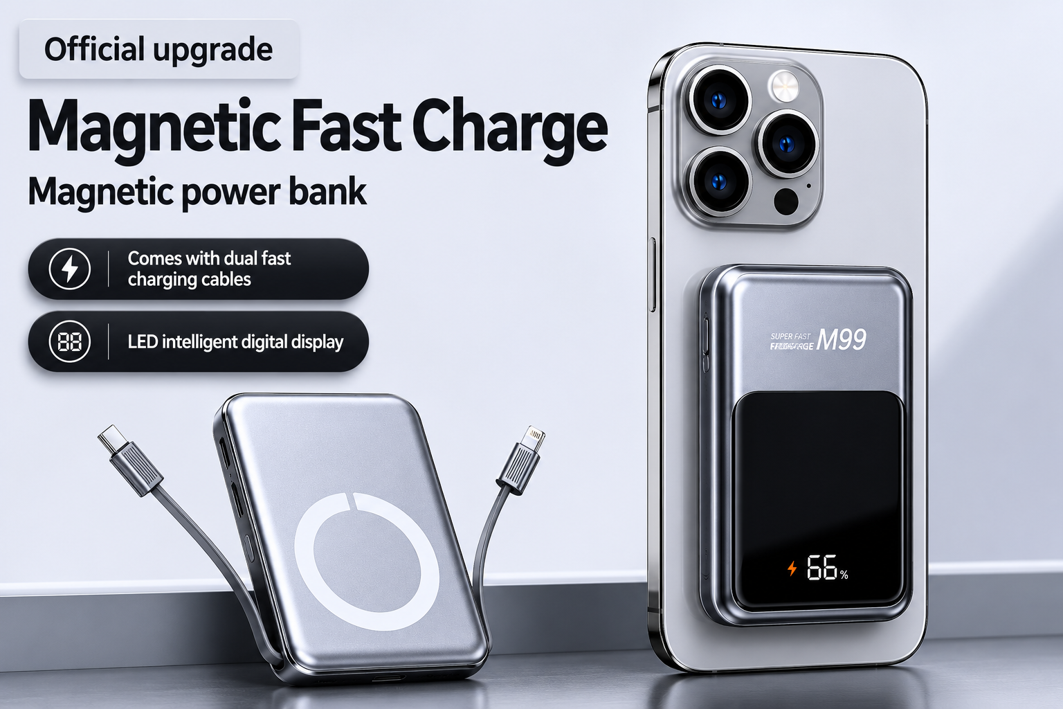 Batería Externa Magnética de 10 000 mAh – Carga Inalámbrica Rápida